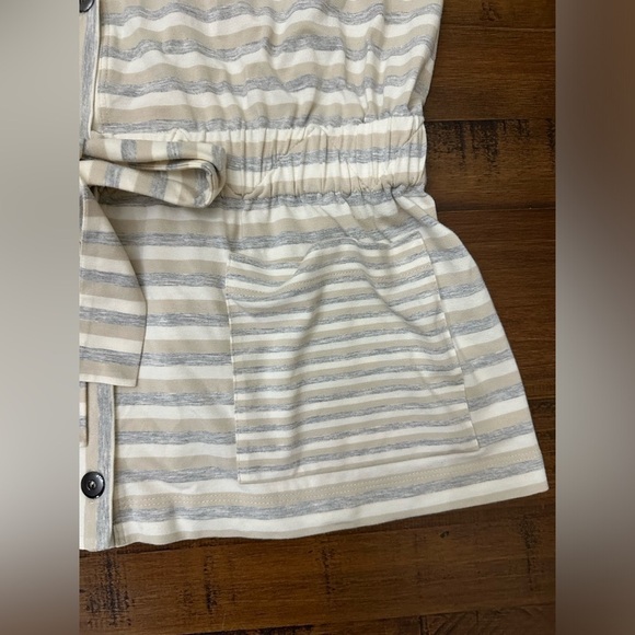 St John Knit Jersey Cardigan Ivory, Light grey, Tan Striped Small NWOT MSRP $495 - Picture 5 of 10